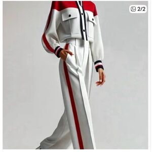 Stylish Women's Red and White Pants